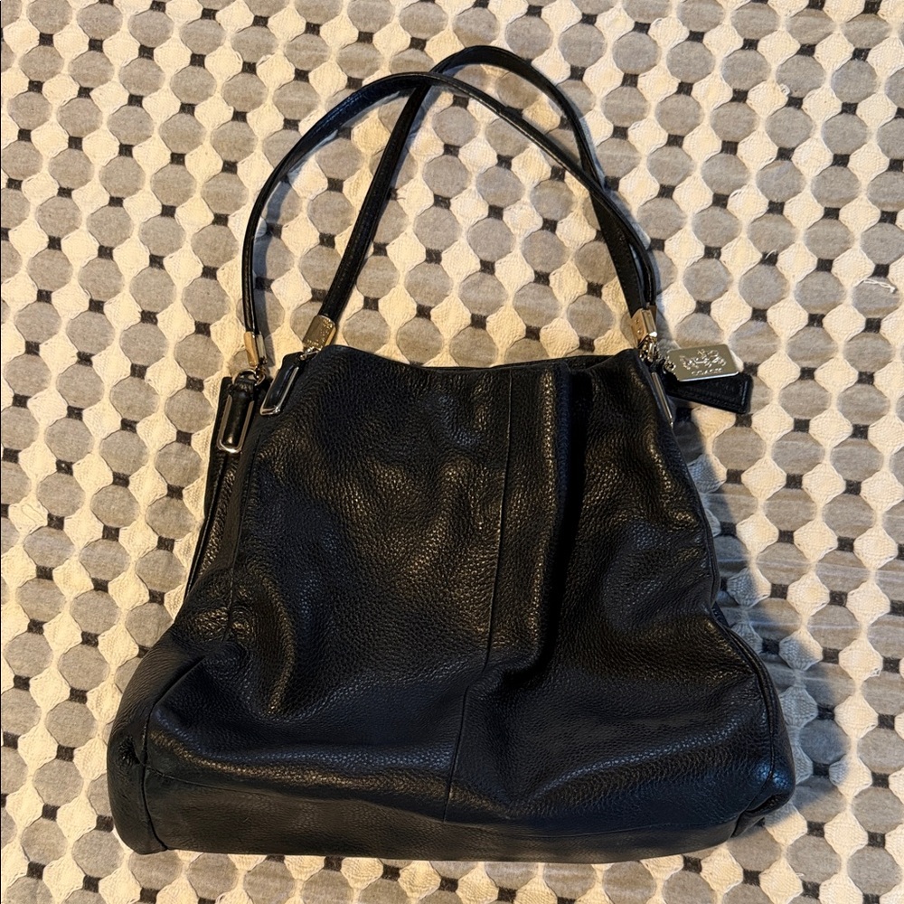 Coach Black Pebbled Leather Shoulder Tote